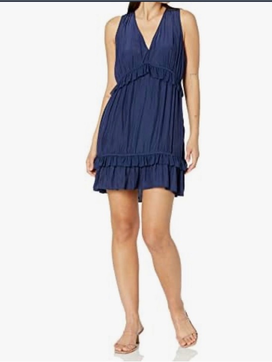 Ramy Brook Dresses & Skirts - Ramy Brook Navy V-Neck Sleeveless Ruffled Mini Dress